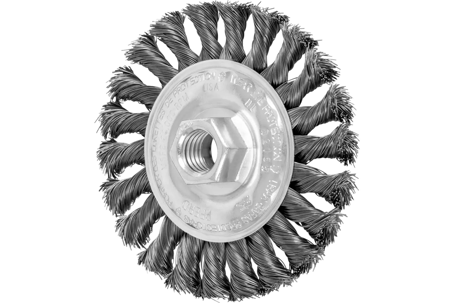 Picture of Pferd Full Cable Knot Wheel Brush 4" Dia. .014 Carbon Steel 5/8-11" Thread Retail